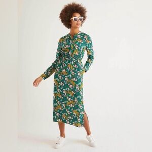 BODEN Marina Forest Midi Dress in Cheetah Bloom Size 12.